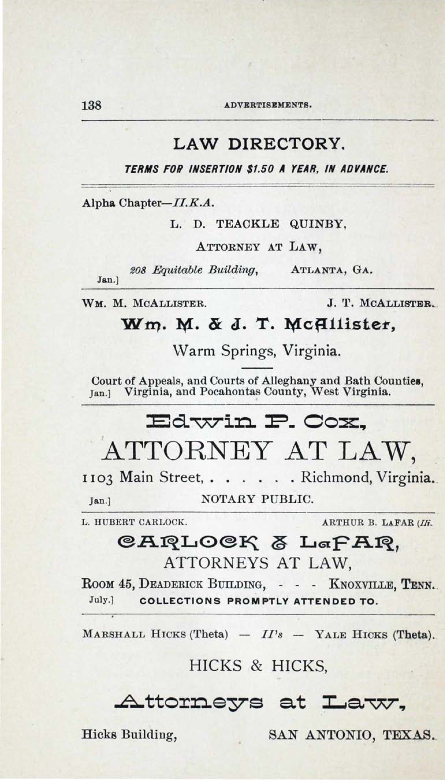 Law Directory, April 1900